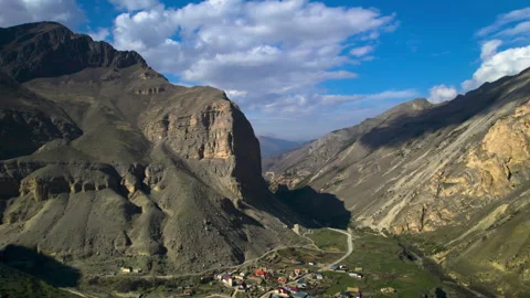 Aerial view of high cliffs in a mountain gorge. Stock Footage 319451010