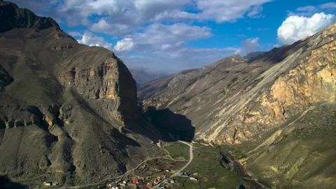Aerial view of high cliffs in a mountain gorge. Stock Footage 319451045