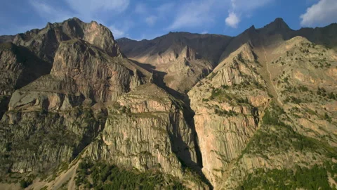 Aerial view of high cliffs in a mountain gorge. Stock Footage 325304811