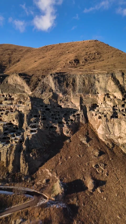 Aerial view of high cliffs in a mountain gorge. Stock Footage 332918225