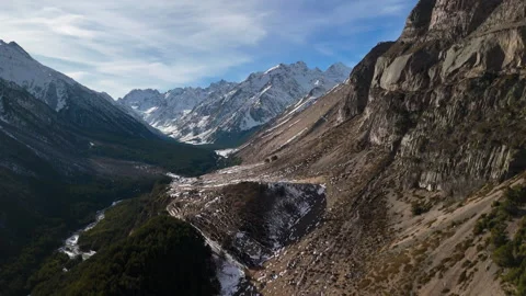 Aerial view of high cliffs in a mountain gorge. Stock Footage 332919904