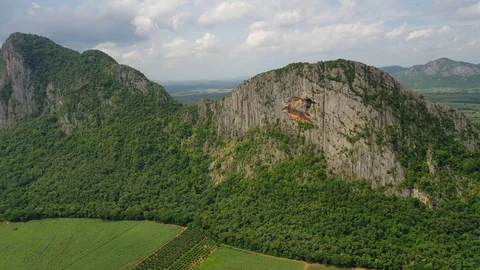 Aerial view. High mountain views and the verdant farmland of the countryside Stock-Footage 111906859