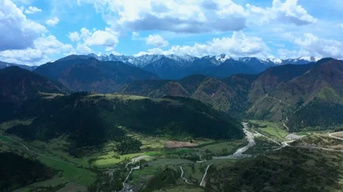Aerial view of high mountains and the great natural scenery Stock Footage 281167442