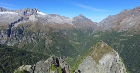 Aerial view in high mountains -  Mountain ridges Video stock 68093087