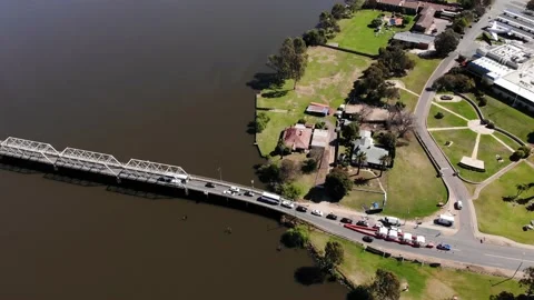 Aerial View High Overhead Border Checkpoint NSW Stock Footage 142039736