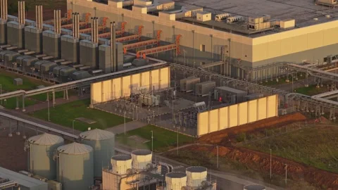 Aerial view of high-performance computing center with AI technology. Stock Footage 318620362