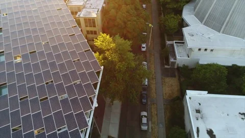 Aerial view of a high-performance, green commercial office building in Seattle Stock Footage 83947748