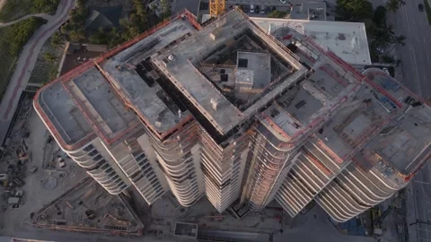 Aerial view of a high-rise construction site in, United States. Stock Footage 346636088