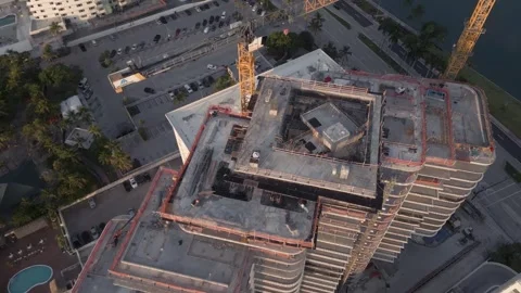 Aerial view of high-rise construction in Miami Beach, United States. Stock Footage 346636091