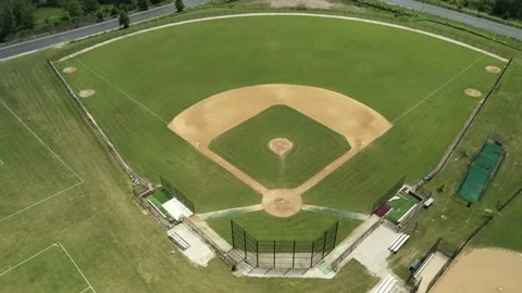 Aerial view of a high school baseball field Stock Footage 171836435