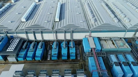 Aerial view of high-security colocation data center and quantum computing Stock Footage 335015287