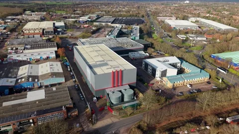 Aerial view of a high-tech business park and industrial estate in Stock Footage 335227972