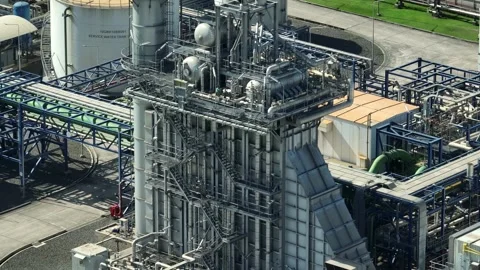 Aerial view of a high-tech power plant. Stock Footage 340134215