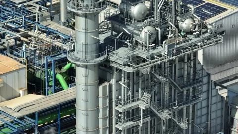 Aerial view of a high-tech power plant. Stock Footage 340134256