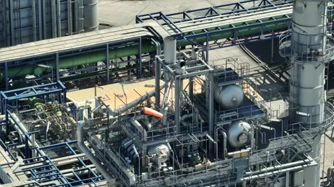 Aerial view of a high-tech power plant. Stock Footage 340134340