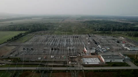 Aerial View Of A High Voltage Electrical Substation Stock Footage 307115953