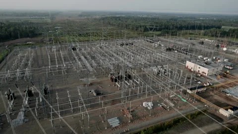 Aerial View Of A High Voltage Electrical Substation Video stock 307115990