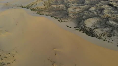 Aerial view of the highest sand dune in Europe, Sarykum Dune, Dagestan, Russia 動画素材 155867376