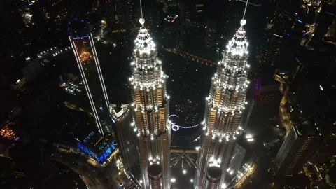 Aerial view of the highest twin tower in the World Stock Footage 150290331
