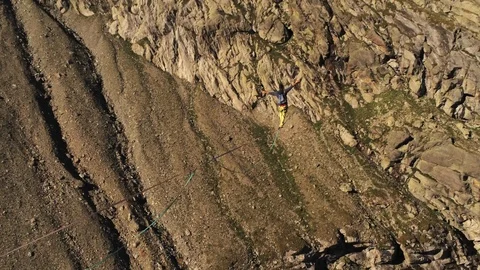 Aerial view of a highline walking Stock Footage 125436017