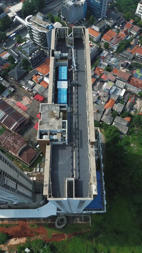 Aerial View Highrise Building Rooftop Stock Footage 297901544
