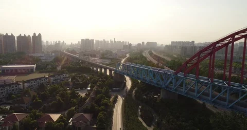 Aerial View of Highspeed Train in China Stock Footage 107538967