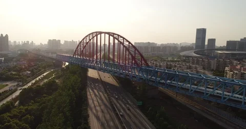 Aerial View of Highspeed Train in China Stock Footage 107539317
