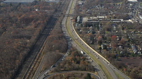 Aerial view of Highway 95 headed towards Philadelphia, PA. Shot in 2011. Stock Footage 59185123