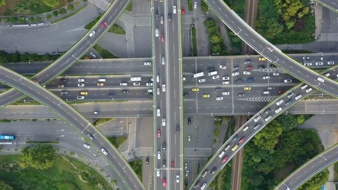 Aerial view of highway and overpass in city Stock Footage 115047144