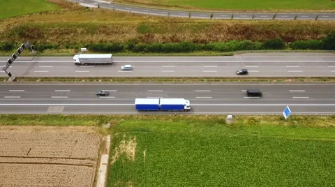 Aerial view of highway and variable-message signs Stock-Footage 65521823
