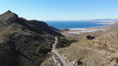 Aerial View Of The Highway Between The Rocky Mountains By The Sea Stock Footage 195512675