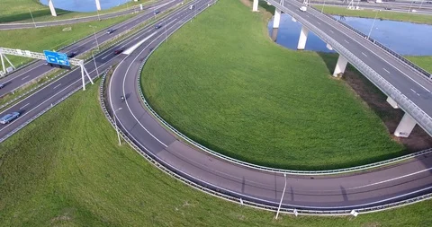 Aerial view highway bridge Stock Footage 97220853