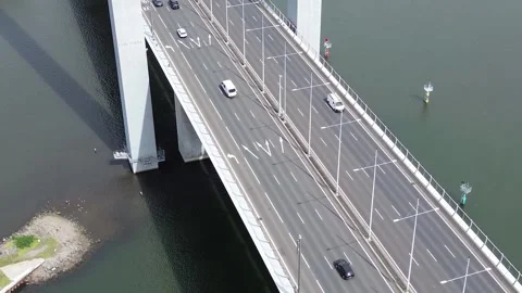 Aerial View of Highway Bridge Stock Footage 332745837