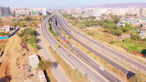 Aerial view highway bridge linking two zones Stock Footage 304852231