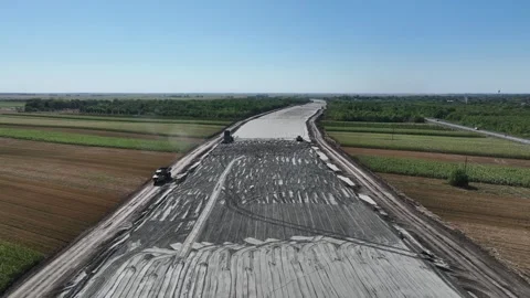 Aerial view of highway construction site Stock Footage 340991632