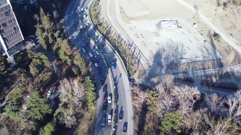Aerial view of a highway during rush hour in the city 動画素材 303916670