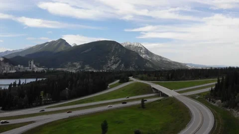 Aerial View Of Highway Exit in the Mountains Stock Footage 141108271