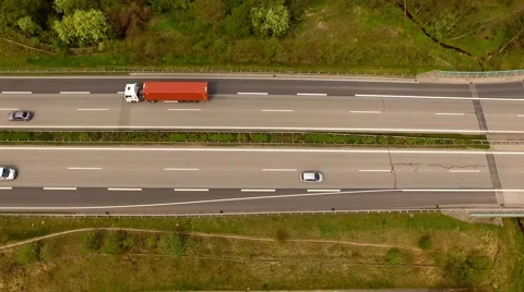 Aerial view Highway with exit viewed from the air - Aerial view Stock Footage 62944028