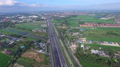 Aerial View of Highway Stock Footage 71165094
