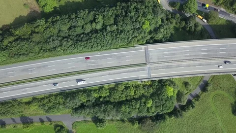 Aerial view of a highway Видео 79552588