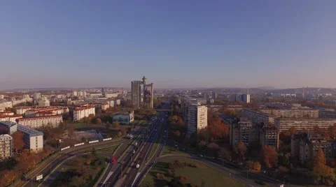 Aerial view of highway going through Belgrade Stock Footage 61271081