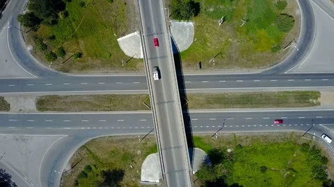 Aerial View Of Highway Interchange Stock Footage