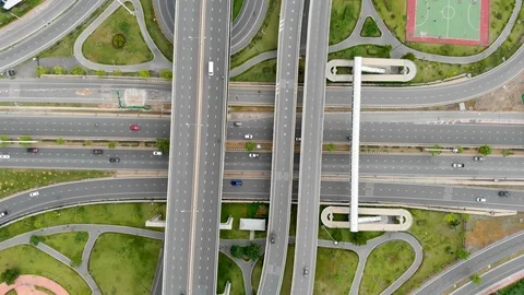 Aerial view of highway interchange Stock Footage 92919182