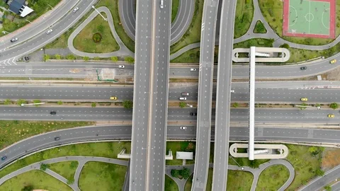 Aerial view of highway interchange Stock Footage 92929968