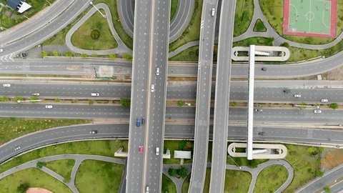 Aerial view of highway interchange Stock Footage 92931159
