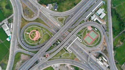 Aerial view of highway interchange Stock Footage 92933963
