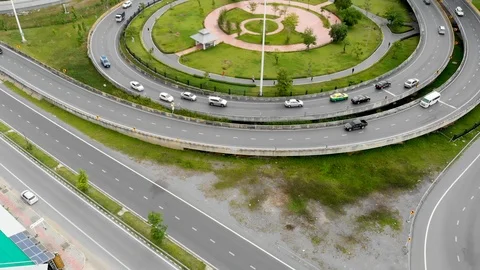 Aerial view of highway interchange Stock Footage 92939917