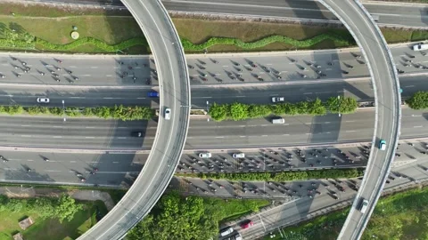 Aerial View of Highway Interchange in Ho Chi Minh City, Vietnam Stock Footage 340971017