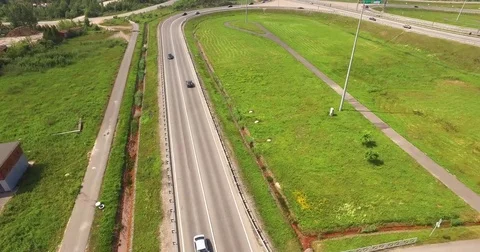 Aerial view of highway interchange of modern urban city Video stock 71353635