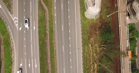 Aerial view of highway interchange of modern urban city Video stock 71353972